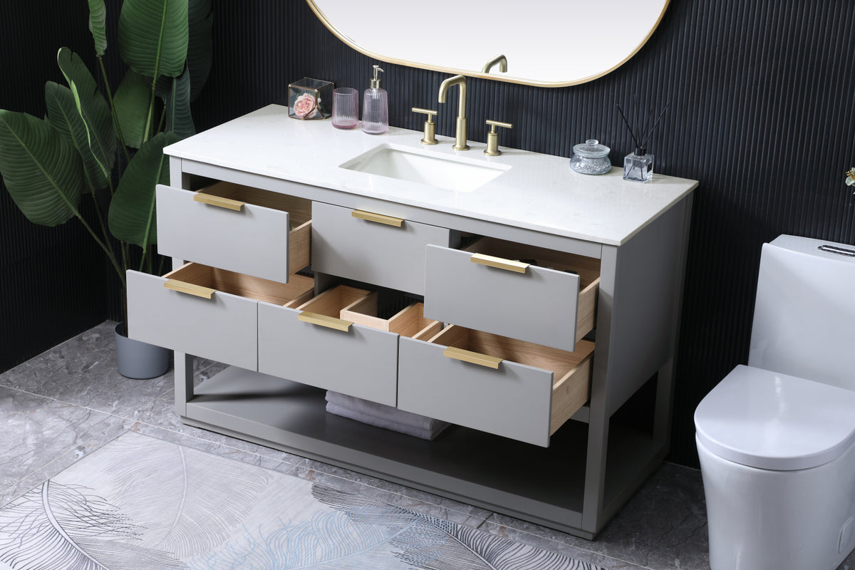 54 Inch SIngle Bathroom Vanity In Grey