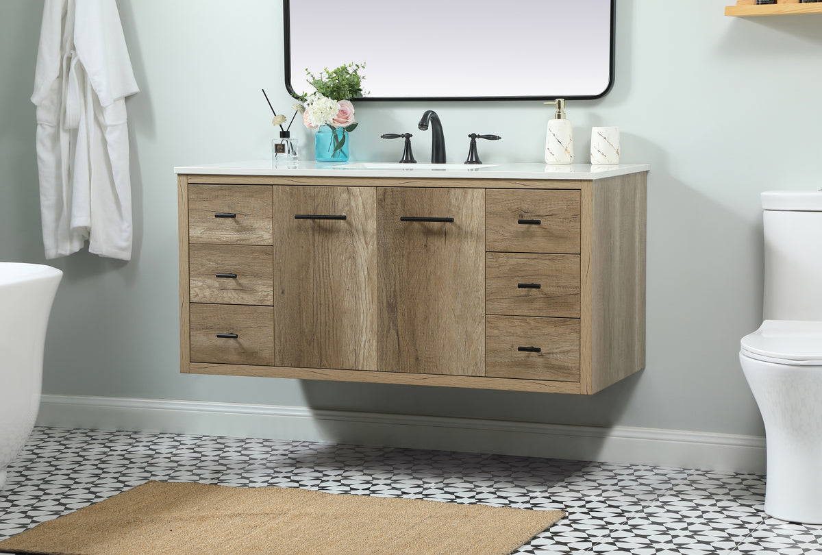 48 inch Single bathroom vanity in natural oak