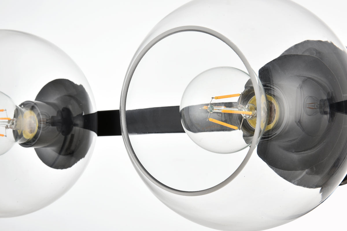 Rogelio 3 light Black and Clear Bath Sconce