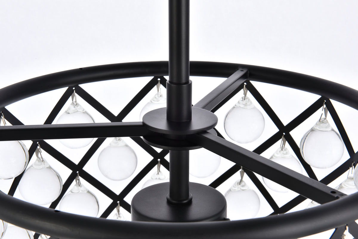 Madison 3 light Matte Black Pendant Clear Royal Cut Crystal