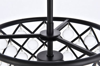 Madison 3 light Matte Black Pendant Clear Royal Cut Crystal