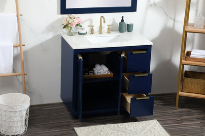 36 inch Single bathroom vanity in blue