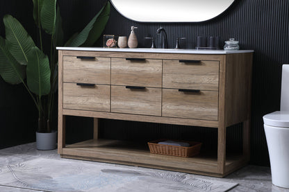 54 Inch SIngle Bathroom Vanity In Natural Oak