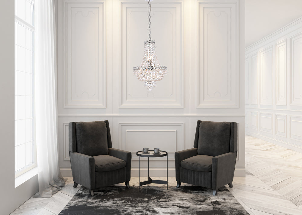 Century 8 light Chrome Pendant Clear Royal Cut Crystal