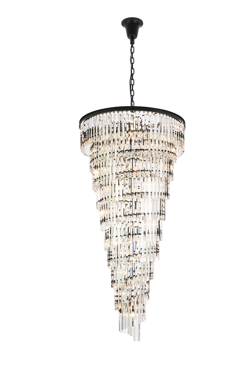 Sydney 36.5 inch spiral crystal chandelier in matte black