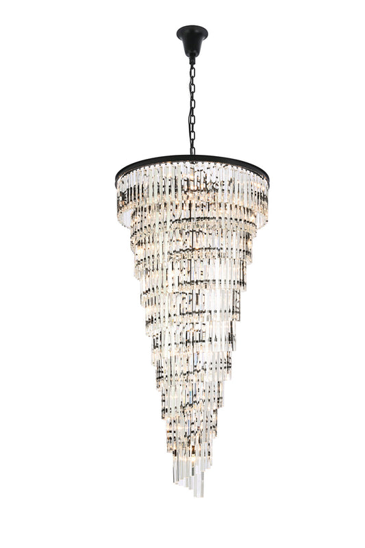 Sydney 36.5 inch spiral crystal chandelier in matte black