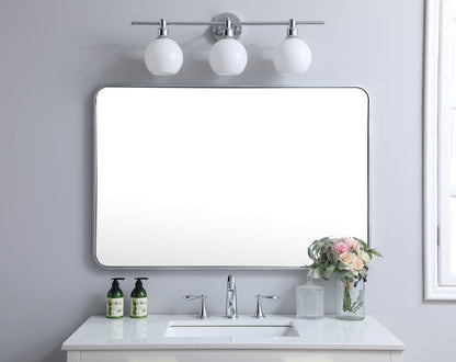 Soft corner metal rectangular mirror 28x42 inch in Silver
