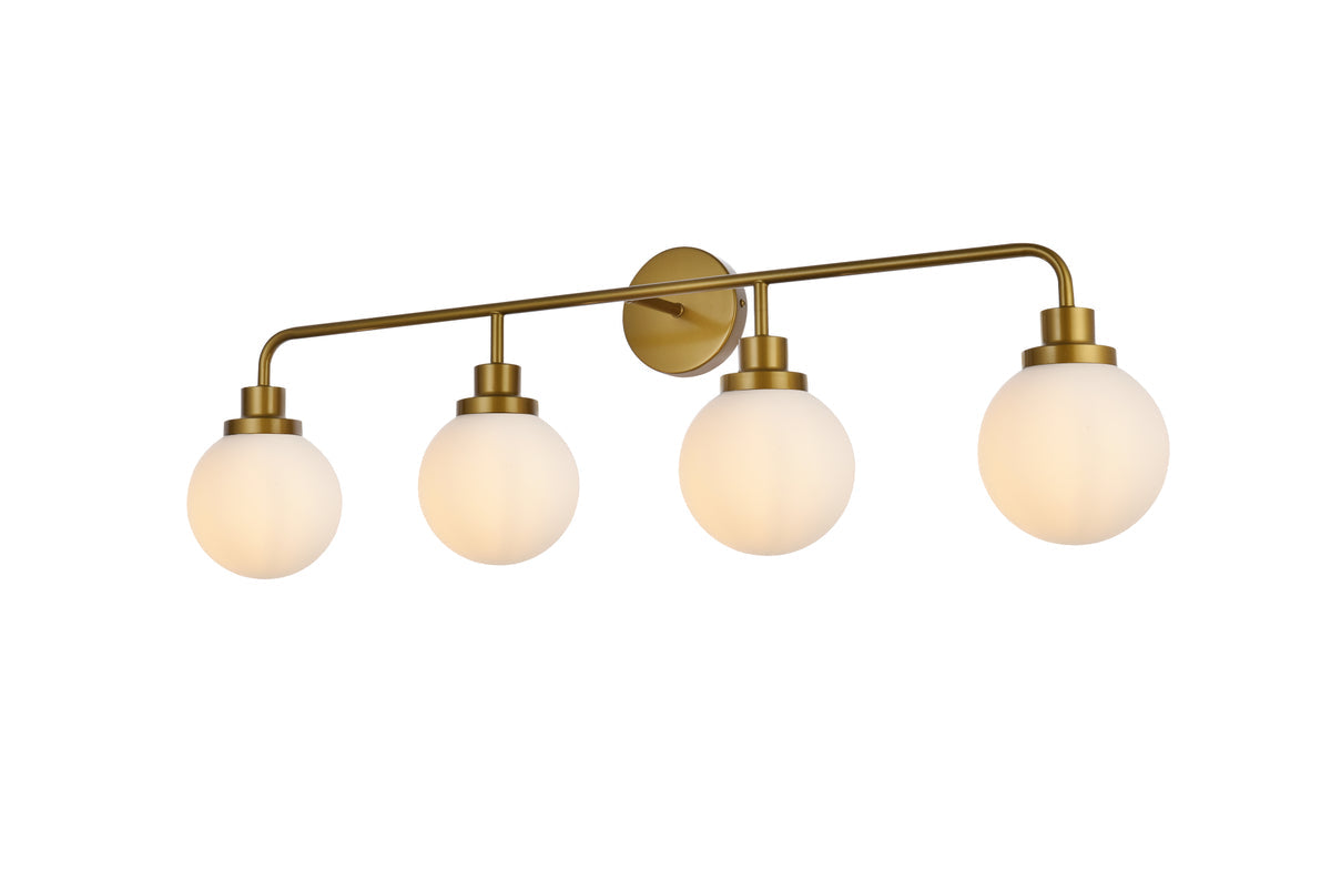 Hanson 4 lights bath sconce in brass with frosted shade
