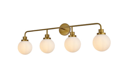 Hanson 4 lights bath sconce in brass with frosted shade