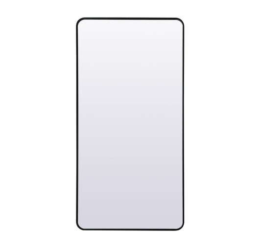Soft Corner Metal Rectangle Full Length Mirror 30x60 Inch in Black