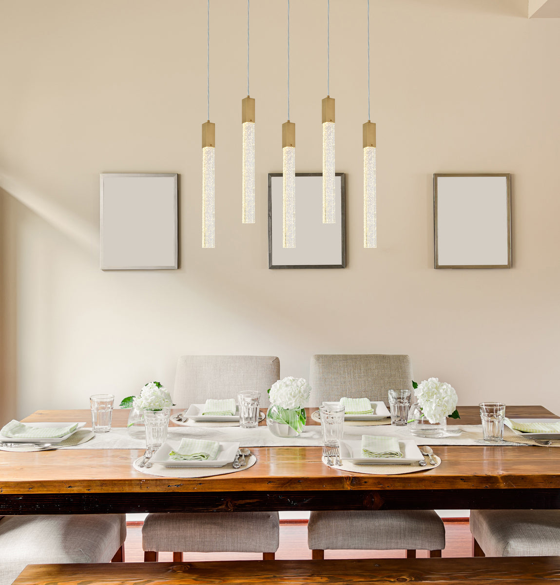 Weston 5 lights pendant in satin gold