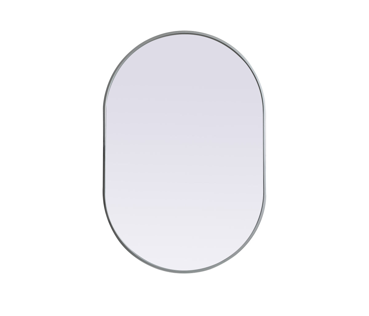 Metal Frame Oval Mirror 27x40 Inch in Silver