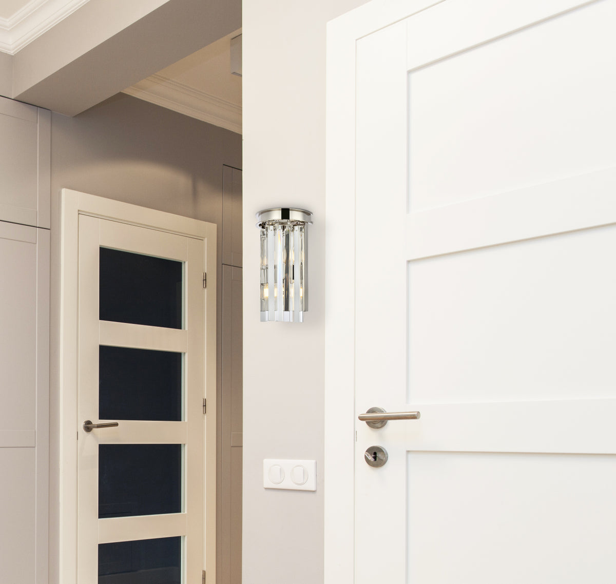 Sydney 2 light polished nickel Wall Sconce Clear Royal Cut Crystal