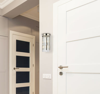 Sydney 2 light polished nickel Wall Sconce Clear Royal Cut Crystal