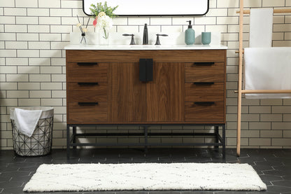 48 inch Single bathroom vanity in walnut with backsplash