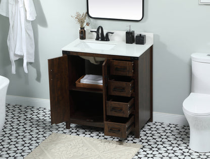 32 inch Single bathroom vanity in expresso with backsplash