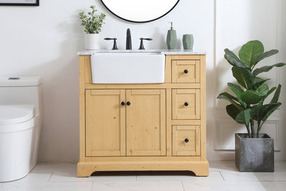 36 inch Single bathroom vanity in natural wood