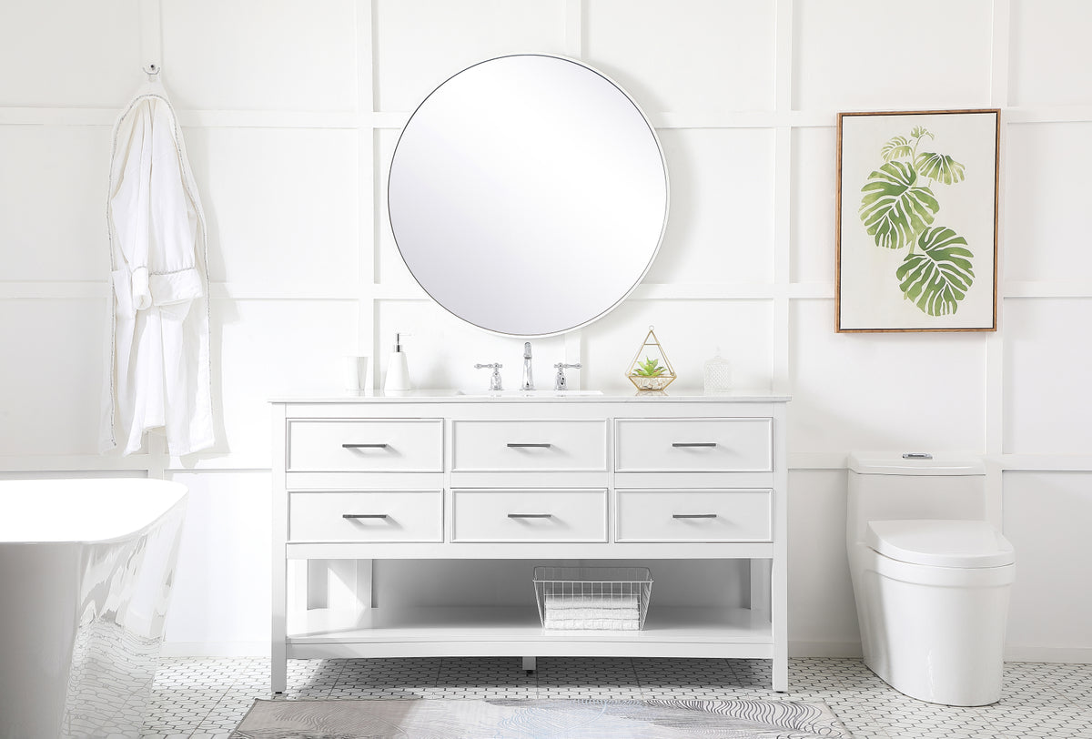 60 inch Single bathroom vanity in white