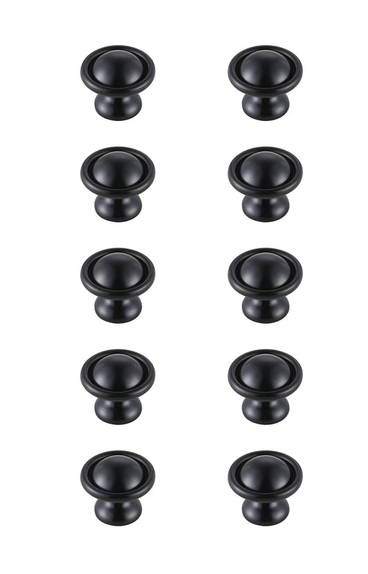Kadea 1.2" Diameter Matte Black Mushroom Knob Multipack (Set of 10)