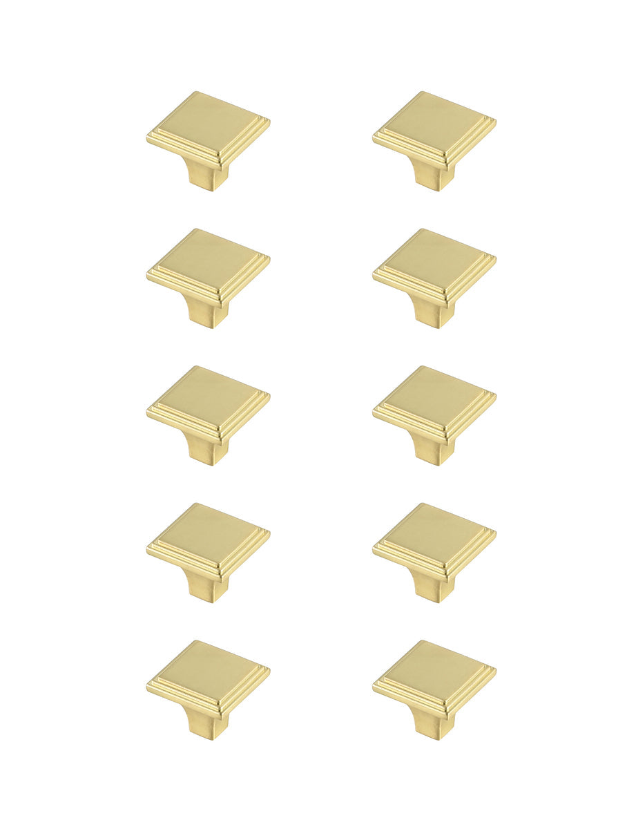 Wilow 1" Brushed Gold Square Knob Multipack (Set of 10)