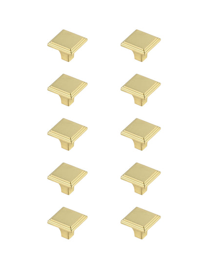 Wilow 1" Brushed Gold Square Knob Multipack (Set of 10)