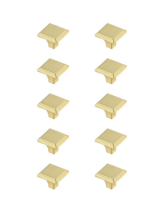 Wilow 1" Brushed Gold Square Knob Multipack (Set of 10)