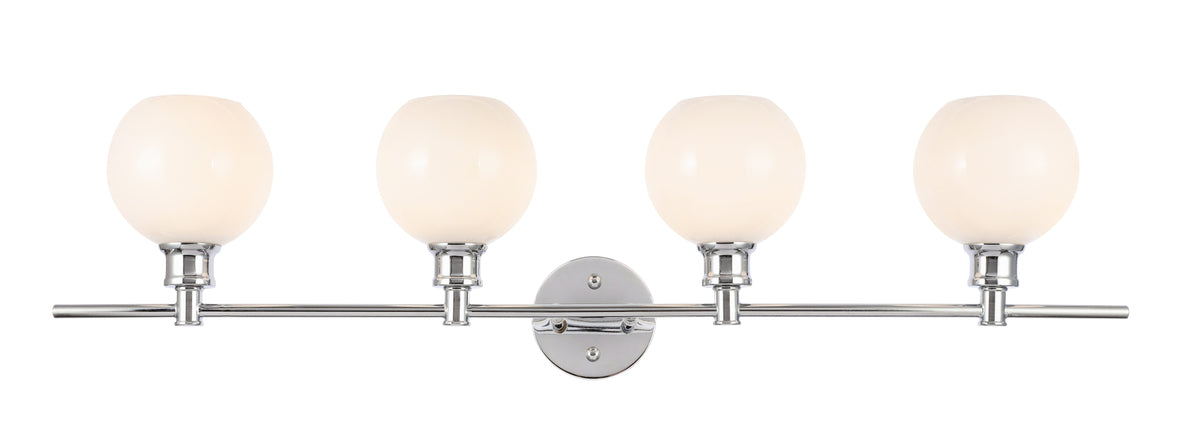 Collier 4 light Chrome and Frosted white glass Wall sconce