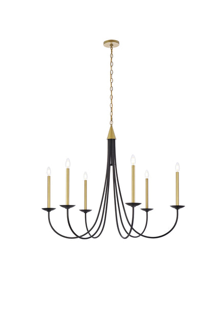 Cohen 42 inch pendant in black and brass