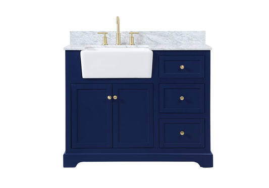 42 inch Single bathroom vanity in blue with backsplash