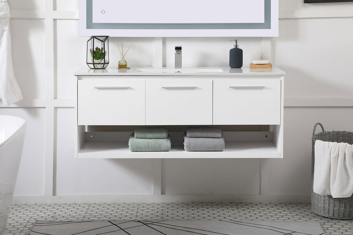 48 inch  Single Bathroom Floating Vanity in White