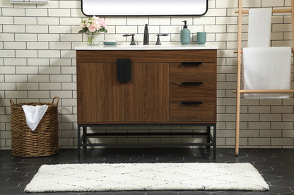 42 inch Single bathroom vanity in walnut