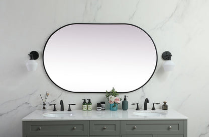 Metal Frame Oval Mirror 36x60 Inch in Black