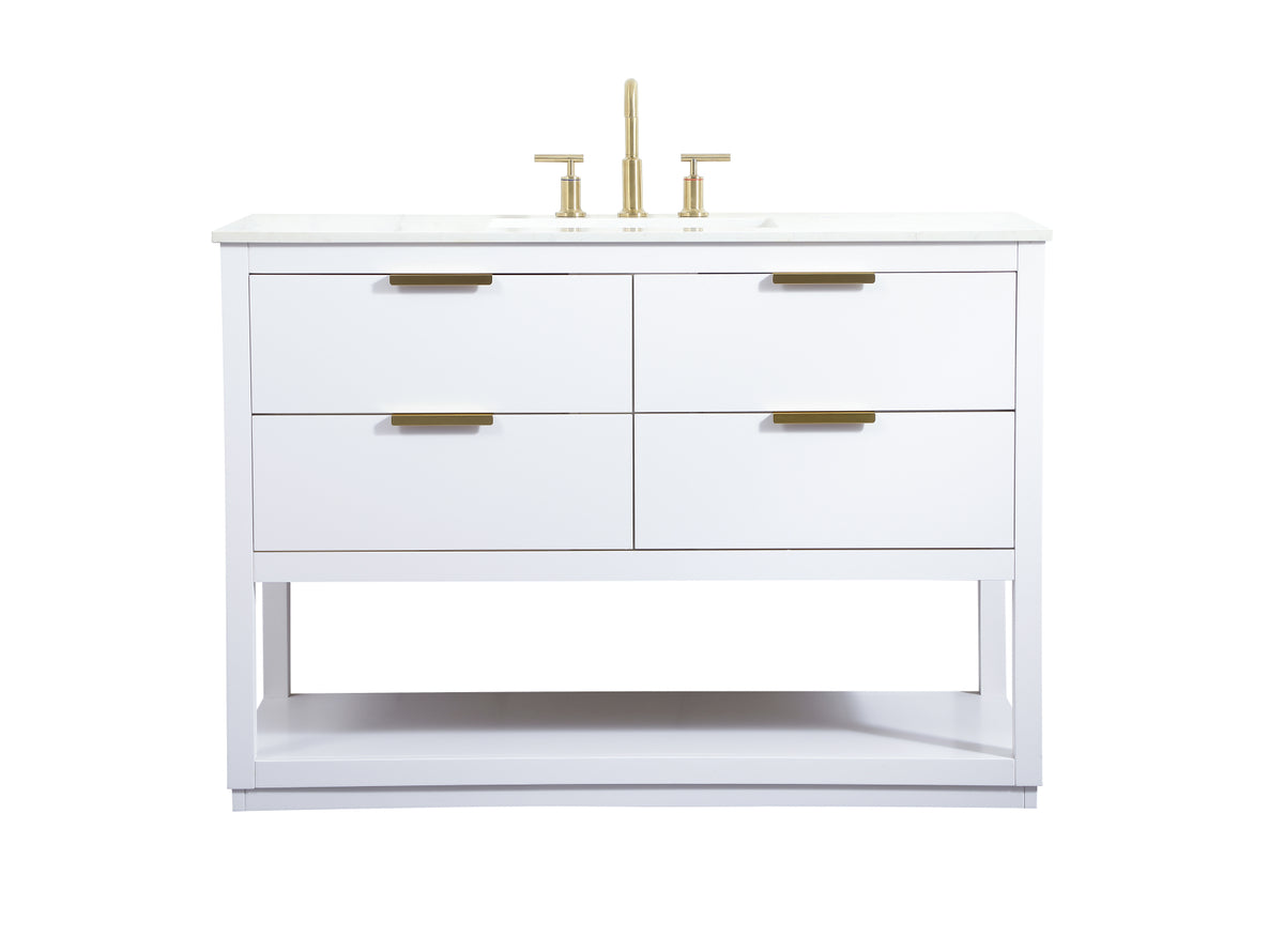 48 inch Single bathroom vanity in white
