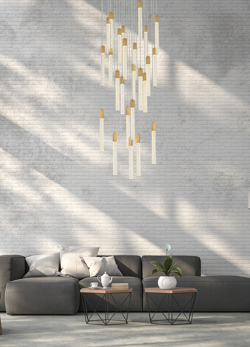 Weston 25 lights pendant in satin gold