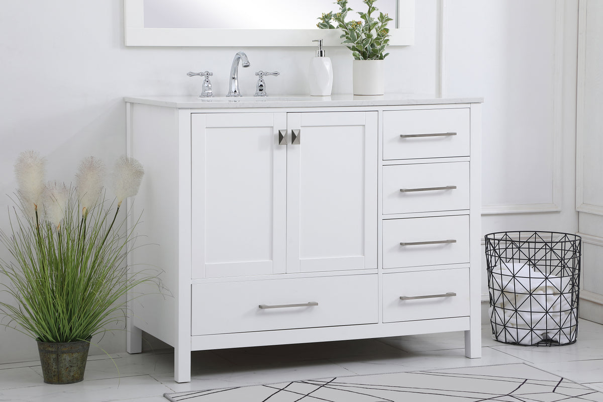 42 inch Single Bathroom Vanity in White