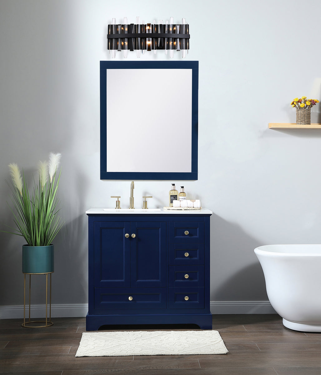 Serena 24 inch crystal bath sconce in black