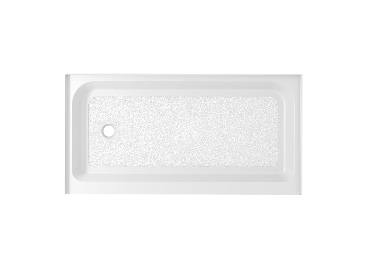60x32 inch Single threshold shower tray left drain in glossy white