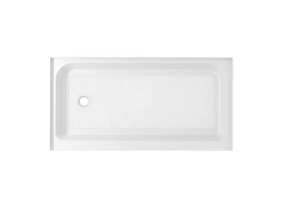 60x32 inch Single threshold shower tray left drain in glossy white
