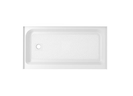 60x32 inch Single threshold shower tray left drain in glossy white