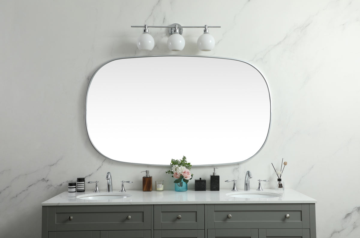 Metal Frame Oval Mirror 36x60 Inch in Silver