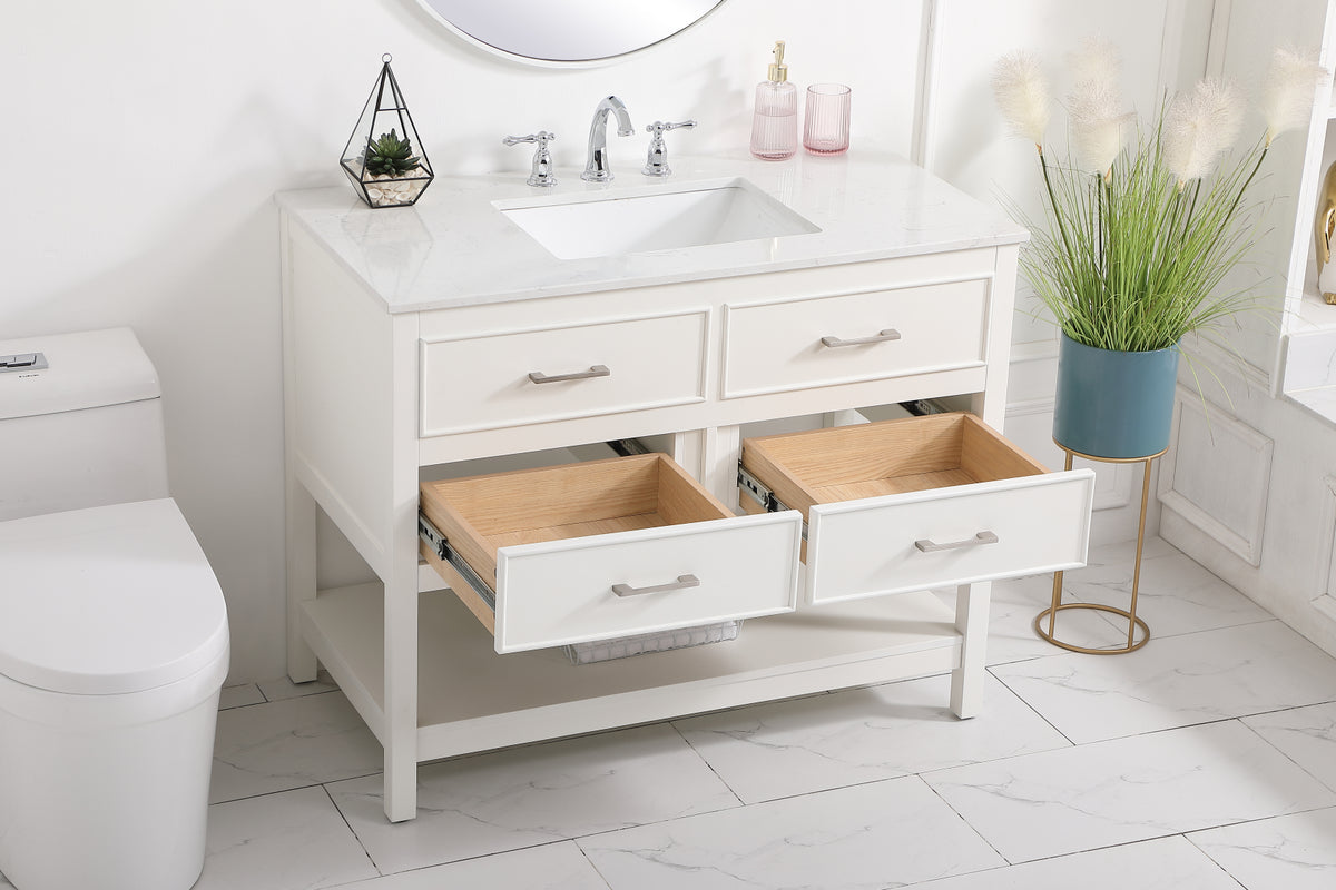 42 inch Single bathroom vanity in white