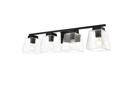 Merrick 4 light Black and Clear Bath Sconce