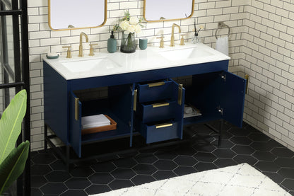 60 inch double bathroom vanity in blue