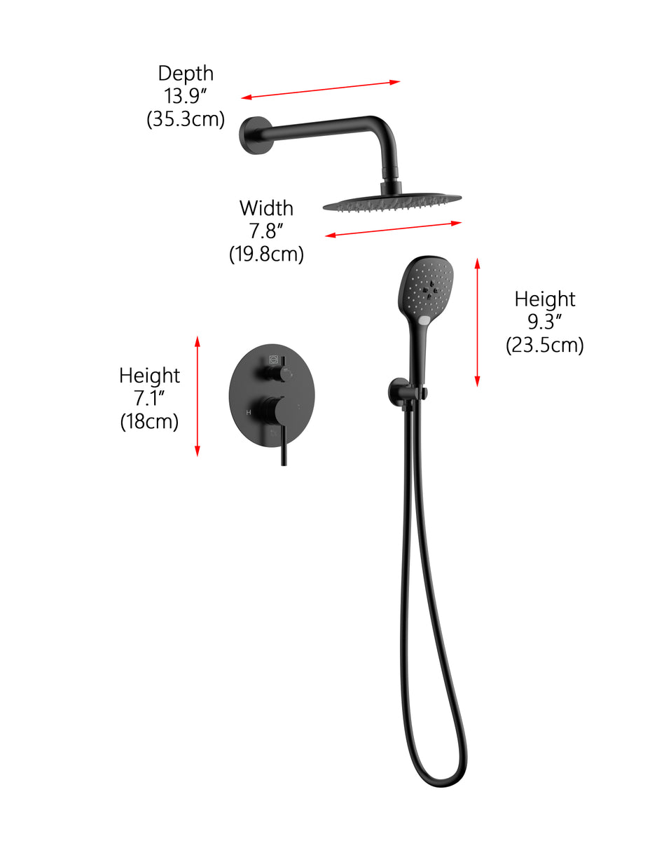 George Complete Shower Faucet System with Rough-in Valve in Matte Black