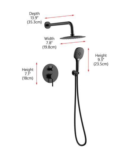 George Complete Shower Faucet System with Rough-in Valve in Matte Black