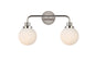 Hanson 2 lights bath sconce in polished nickel with frosted shade