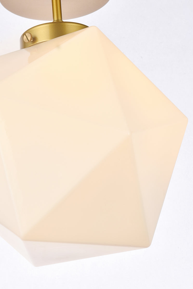 Lawrence 1 light brass and white glass flush mount