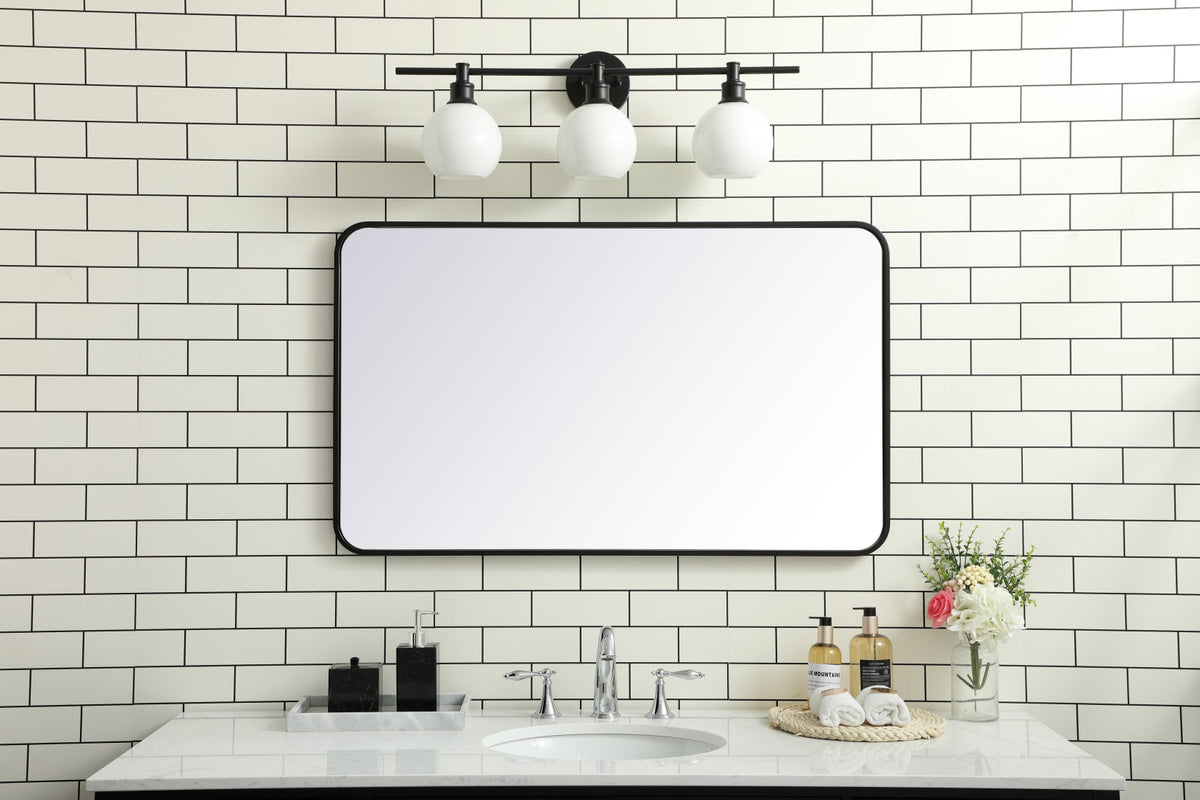 Soft corner metal rectangular mirror 24x40 inch in Black