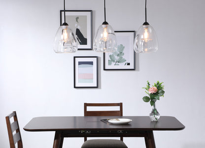 Kason 3 light Black and Clear glass pendant
