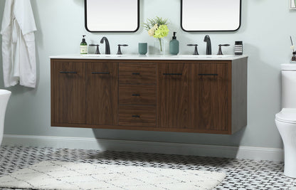 60 inch Single bathroom vanity in walnut